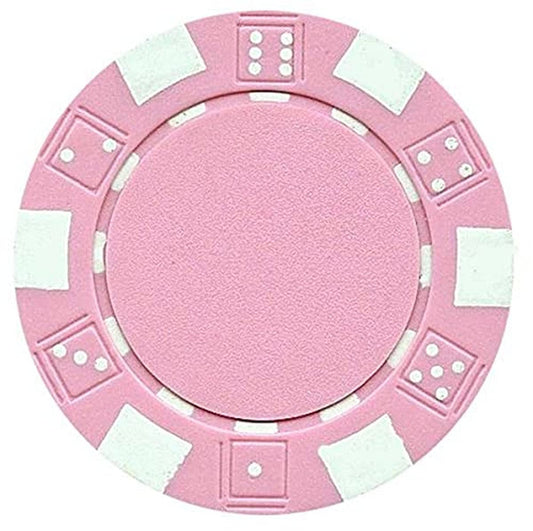 DA VINCI pink dice-striped poker chip with balanced weight for home games