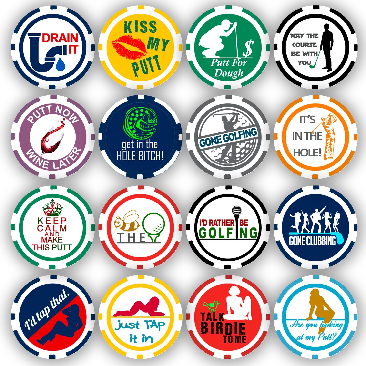DA VINCI golf ball marker poker chip collection, casino-size markers for reliable on-course spotting.