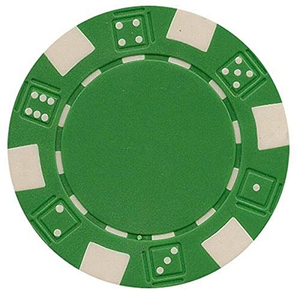 DA VINCI green dice-striped poker chip, balanced 11.5g for consistent play