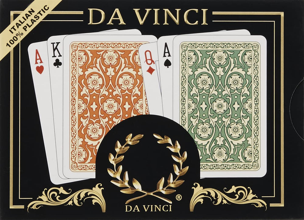 Da Vinci Venezia bridge-size playing cards, front view, durable 100% plastic for long-lasting play.