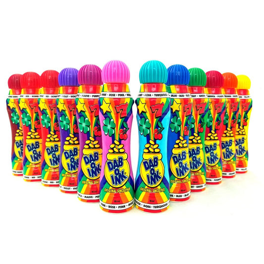 Dab-O-Ink Bingo Dauber 3 oz aqua ink with ribbed grip for precise daubing