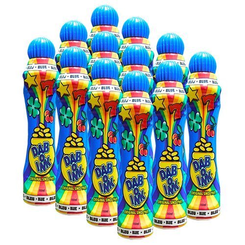 Dab-O-Ink blue bingo dauber 12-pack delivering vibrant ink for crisp marks.