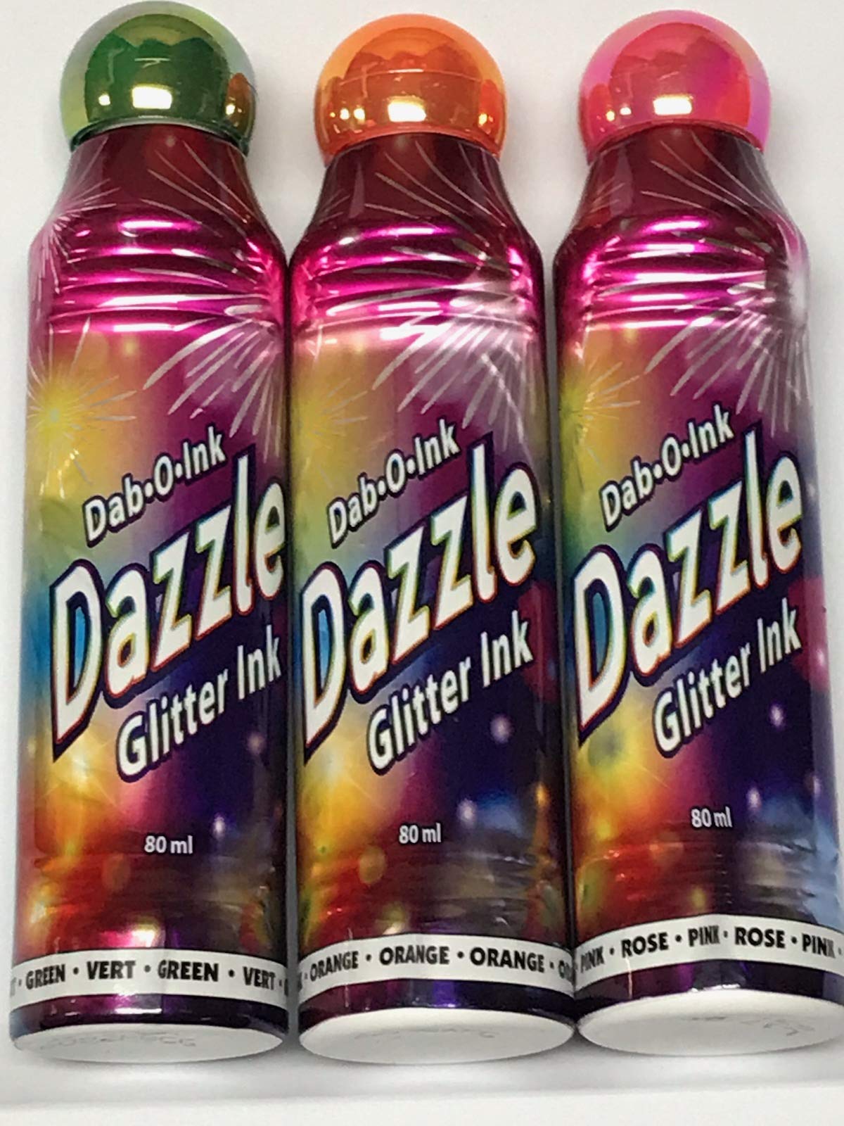 Dab-O-Ink Dazzle pink 3oz dauber brightens crafts and classroom activities.