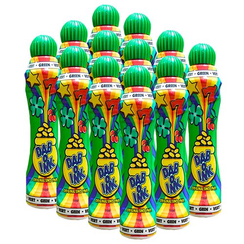 Dab-O-Ink green bingo dauber front view for clear visibility on game cards