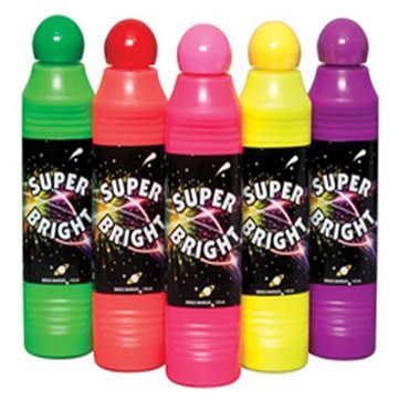 Dab-O-Ink Super Bright neon bingo markers with chisel tips for high-visibility ink on dark surfaces