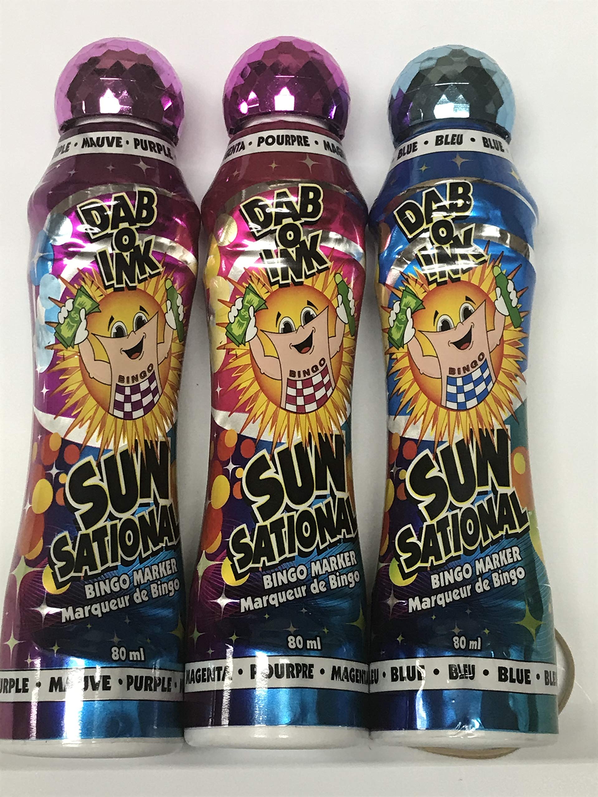 Dab-O-Ink Sunsational blue 3oz dauber delivers reliable coverage for bingo.