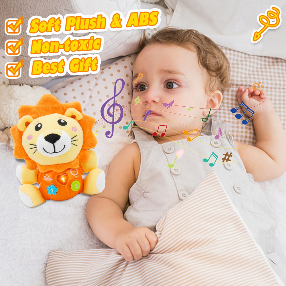 Daboot toy offers 12 songs to spark early auditory interest.