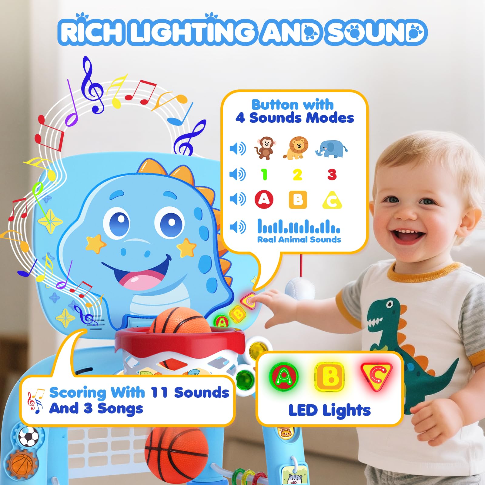 DADAPALS basketball-hoop-action engages little hands and eyes during playtime.