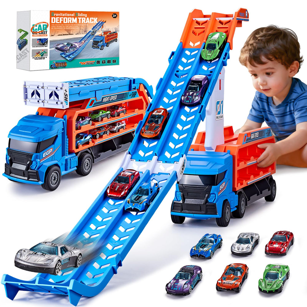 DADAPALS race track truck blue cab for imaginative play and realism.