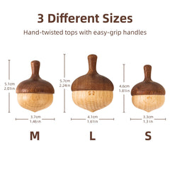 DadCarved acorn-design top close-up showing warm two-tone finish