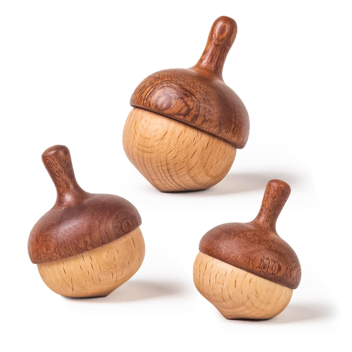 DadCarved wooden spinning top small handle, ideal for beginners