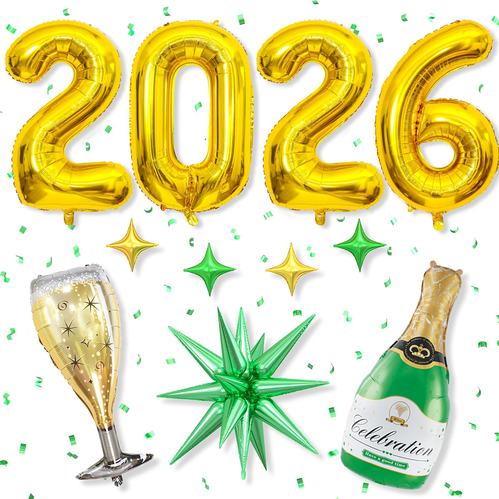 Dagelar 2026 gold foil balloon, 40in, centerpiece for New Year or graduation.