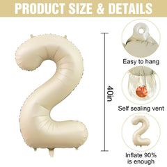Dagelar cream foil 2026-numberballoon 40inch decor highlight.