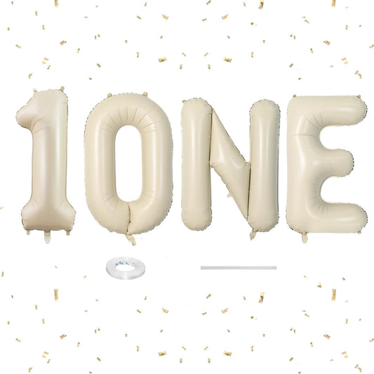 Dagelar Cream Letter ONE 40in balloon glows as an elegant photo-ready backdrop