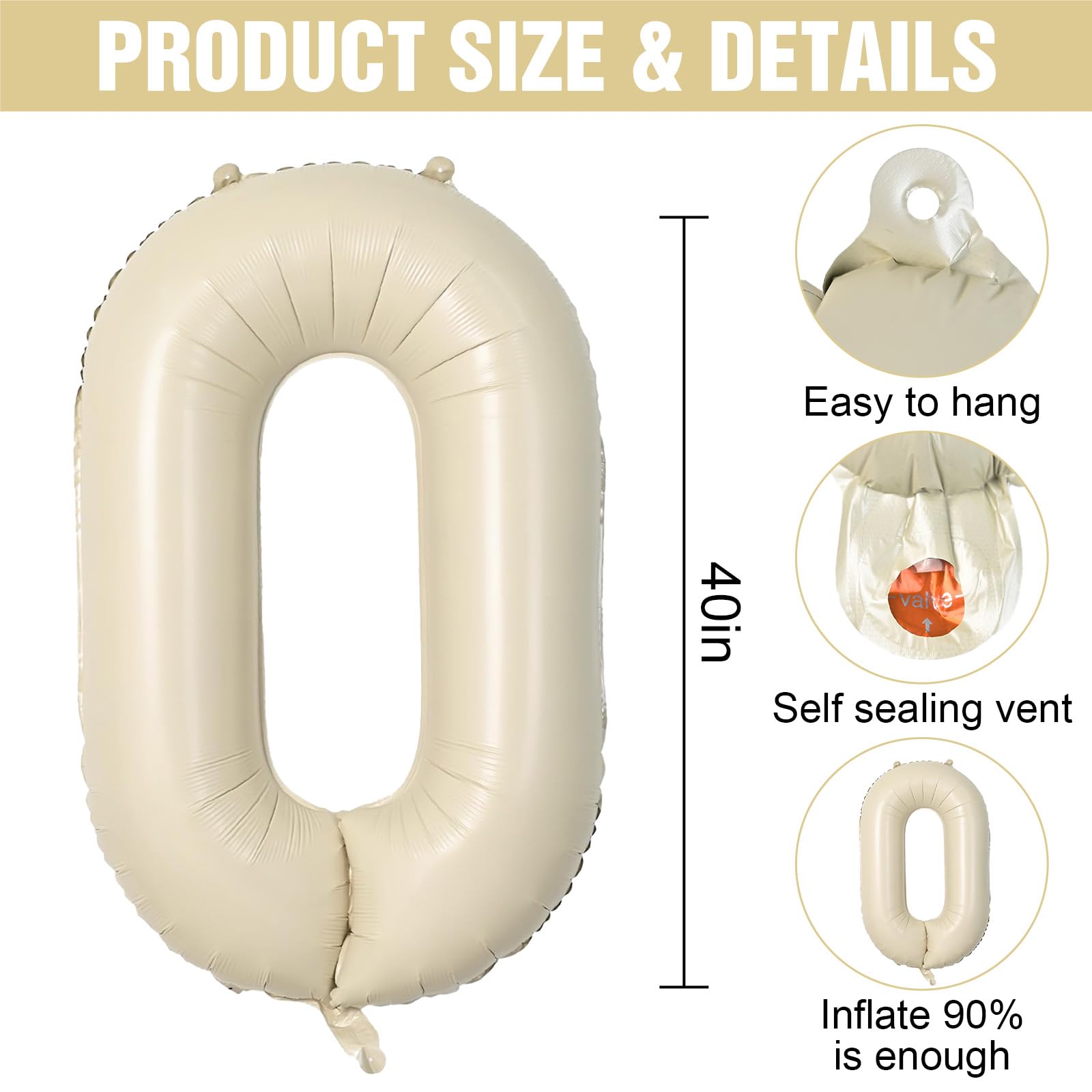 Dagelar Cream Number One 40in balloon adds bold milestone emphasis