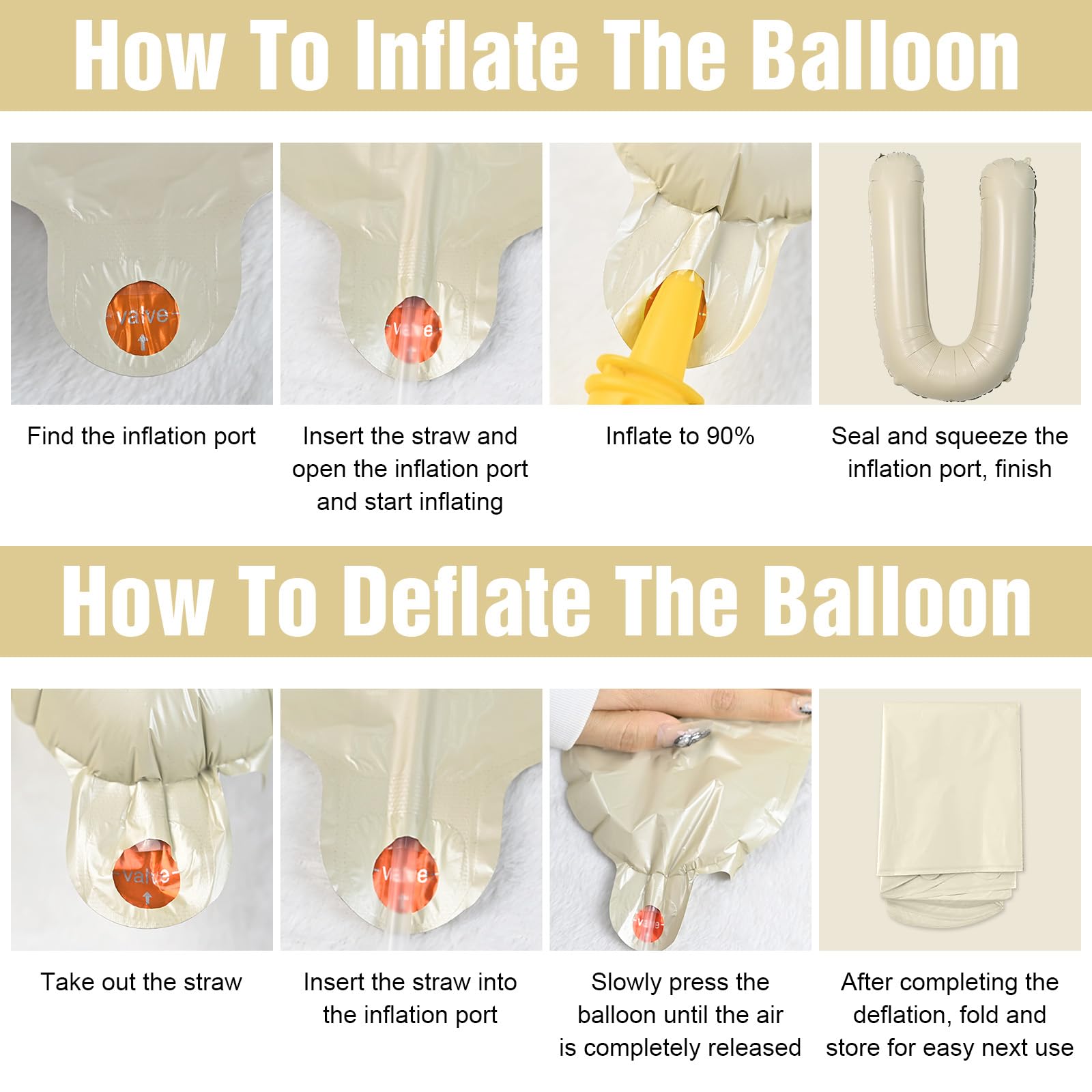 Dagelar Cream U Balloon 40-Inch beige reusable décor option