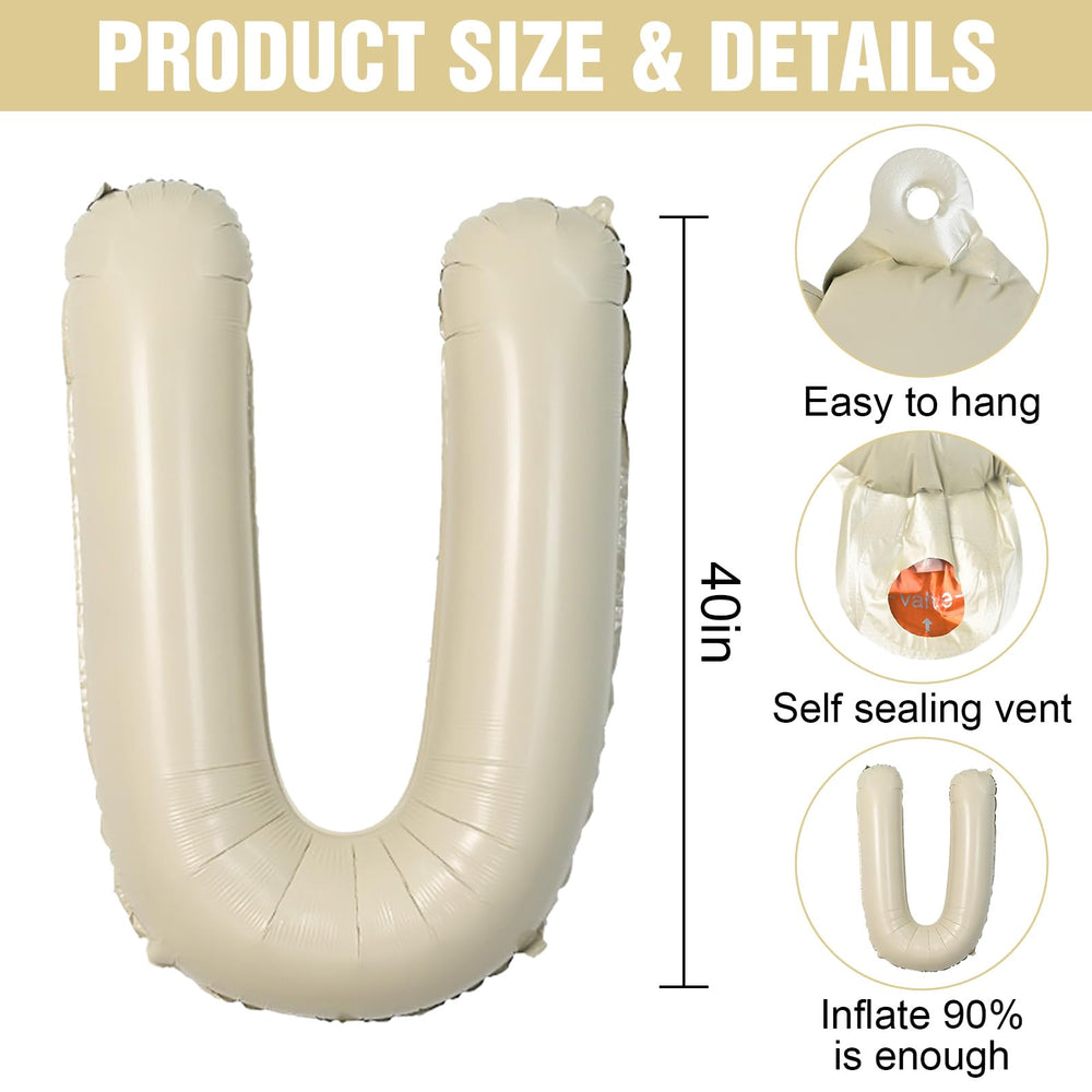 Dagelar Cream U Balloon 40-Inch beige, side view for dramatic balloon columns