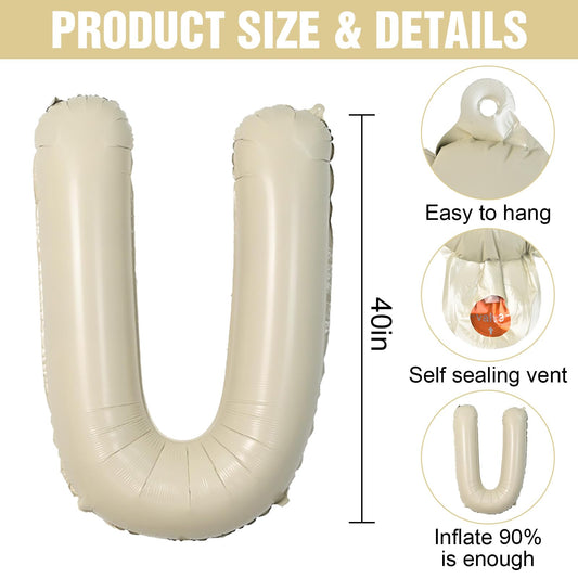 Dagelar Cream U Balloon 40-Inch beige, side view for dramatic balloon columns
