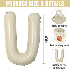 Dagelar Cream U Balloon 40-Inch beige, side view for dramatic balloon columns