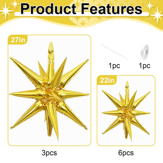 Dagelar close-up of a shiny 27-inch gold star balloon