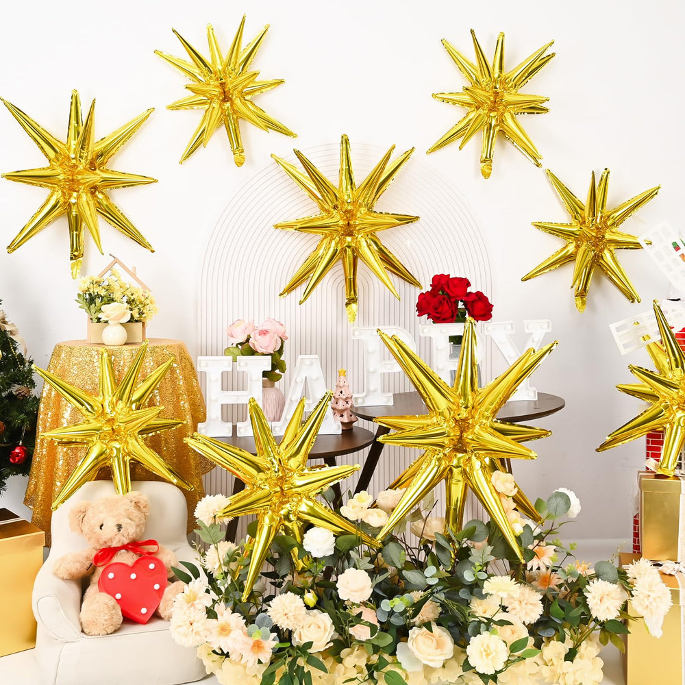 Dagelar gold star balloons used as a backdrop decor