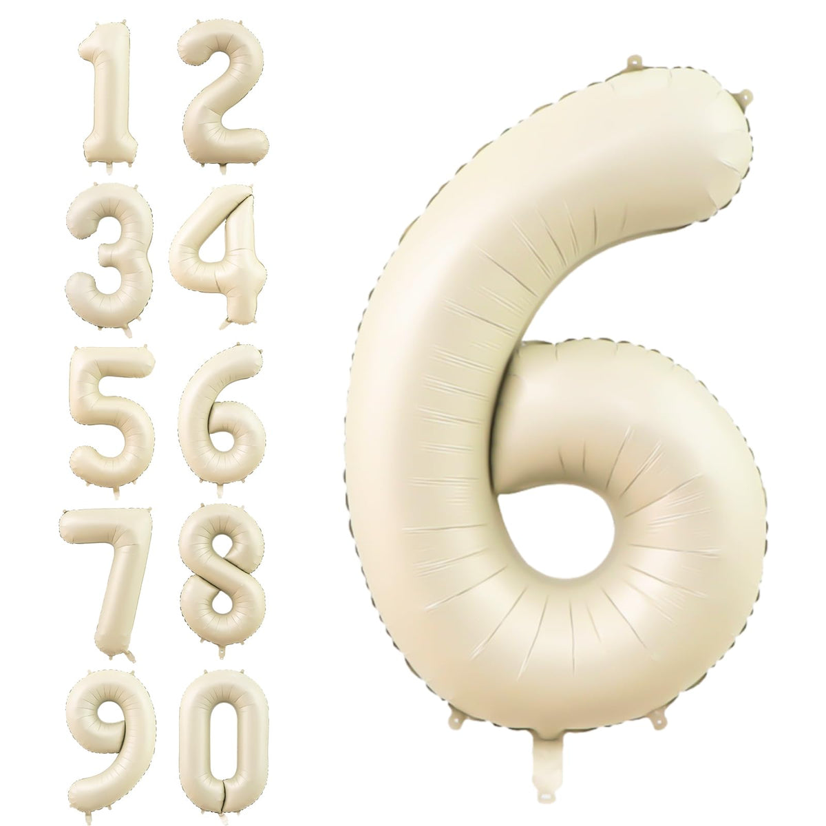 Dagelar number-6 beige 40-inch balloon for bold birthday decor.
