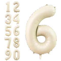 Dagelar number-6 beige 40-inch balloon for bold birthday decor.