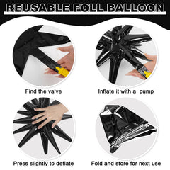 Dagelar party decoration ideas with black star balloons