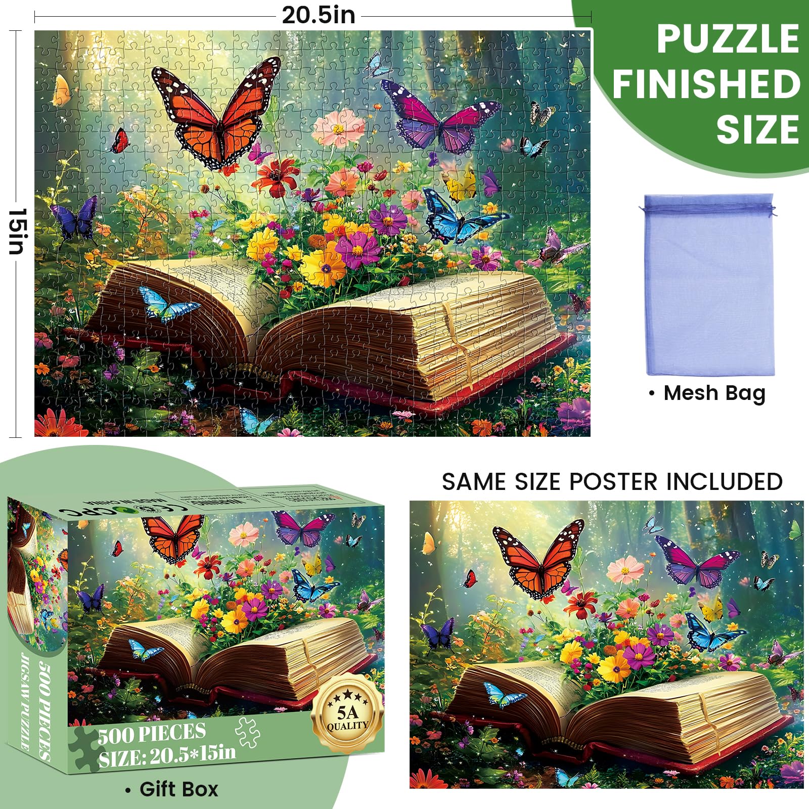 DAGIRT Flowers Book Puzzle pieces closeup highlights precise cuts for a satisfying fit