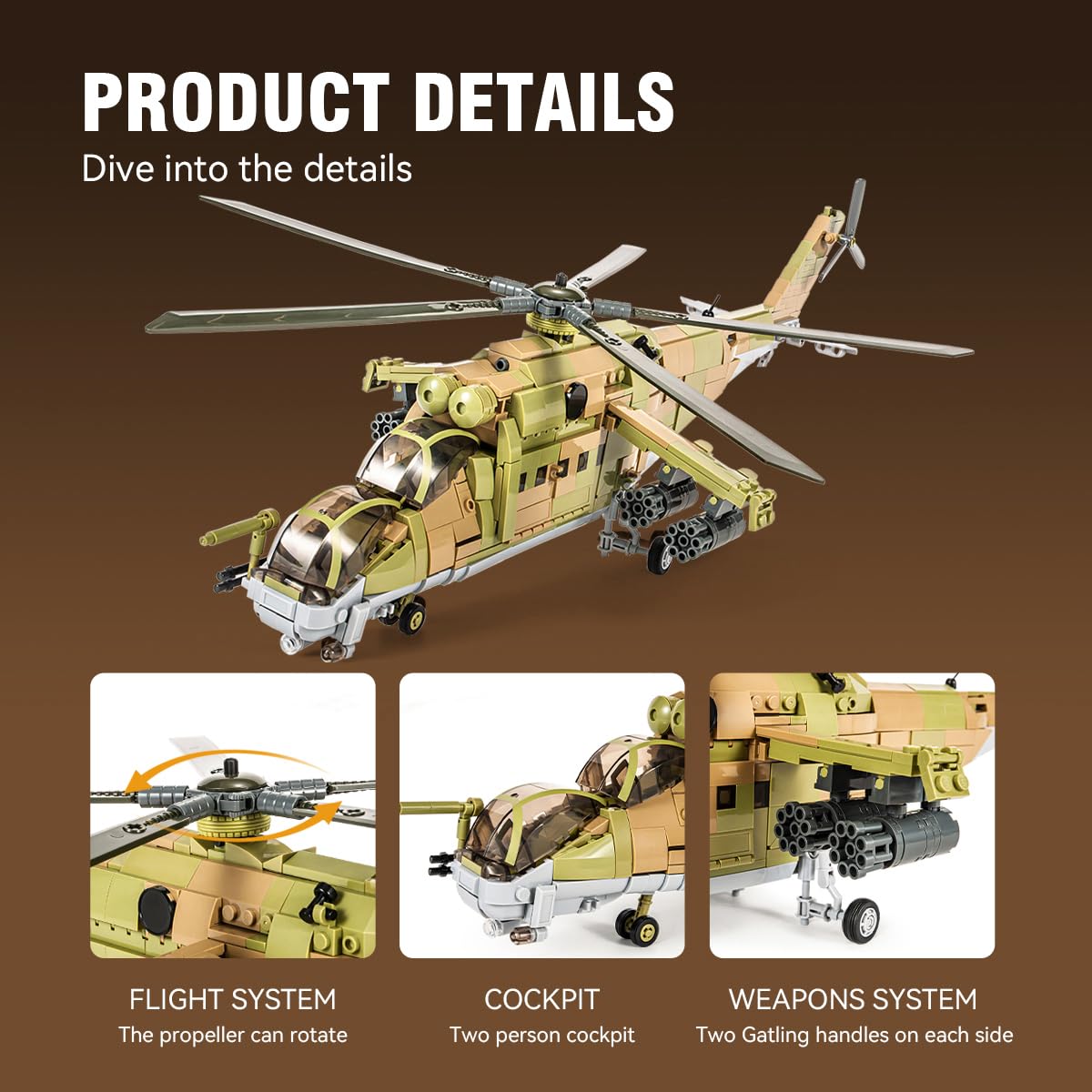 DAHONPA MI-24S cockpit console and controls for interactive realism.