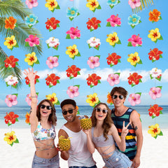 Daifunli thick cardstock hibiscus garlands resist tearing and fading in gatherings.