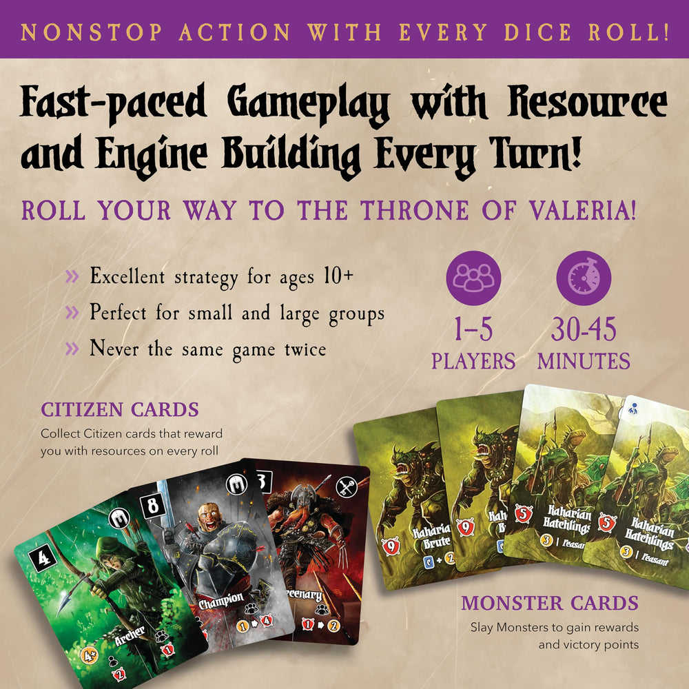 Valeria Card Kingdoms dice action highlights dynamic turn-based play