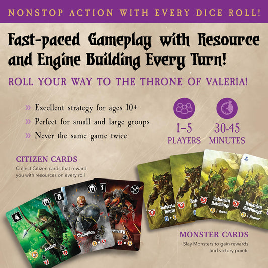 Valeria Card Kingdoms dice action highlights dynamic turn-based play