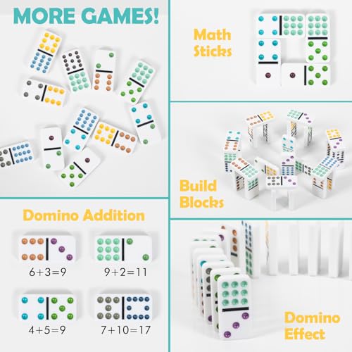 DAILYLIFE Mexican Train Dominoes colored tiles enhance visual appeal during rounds