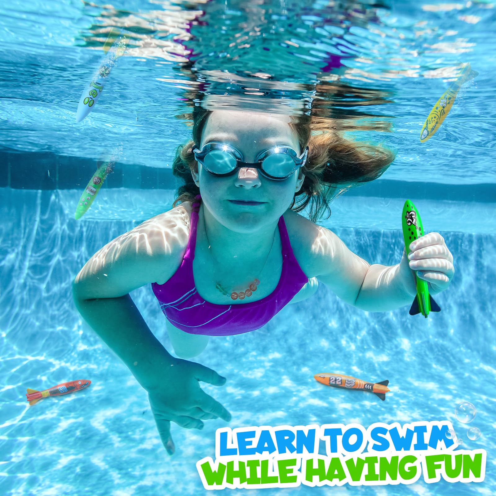 Daisiki bright torpedoes in vibrant colors support quick target practice in the pool.