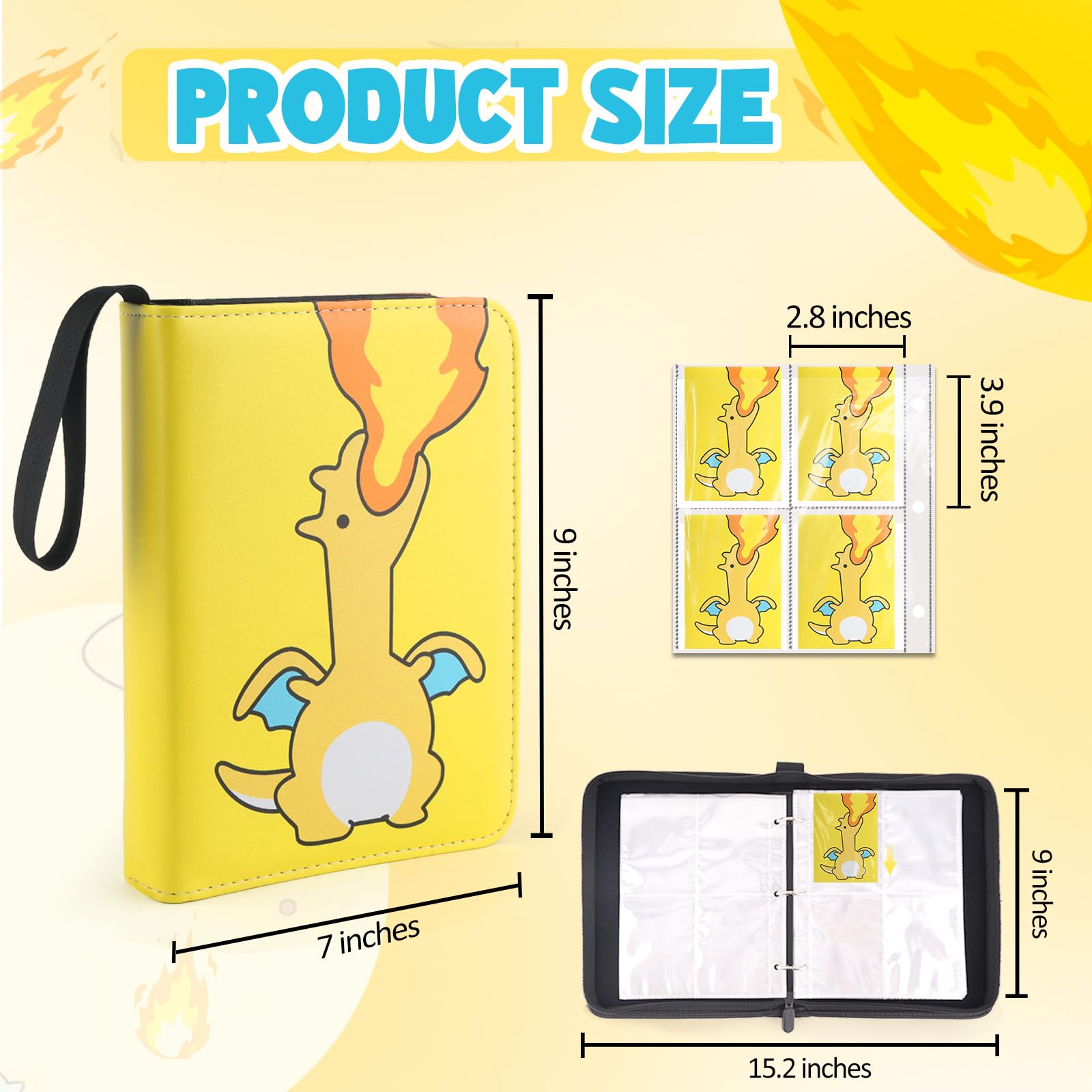 Daisiki binder open with 50 removable sleeves for quick swaps