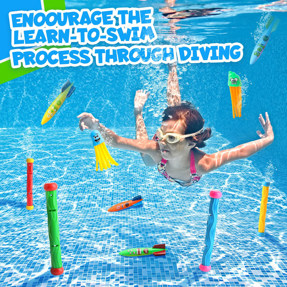 Daisiki colored torpedoes enhance pool games and treasure hunts.