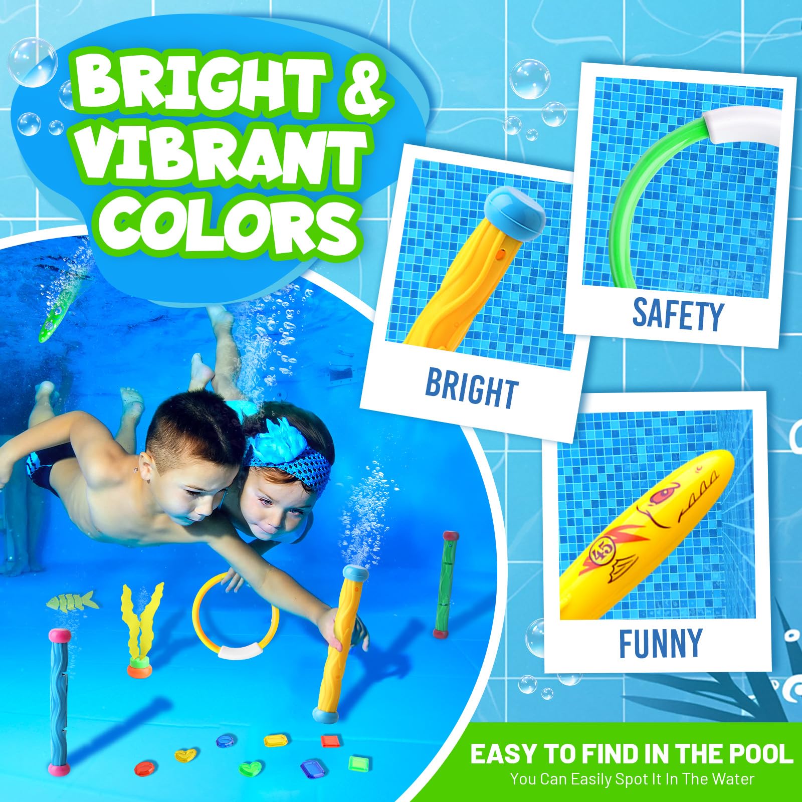 Daisiki shark dive toy with bright colors for easy underwater spotting