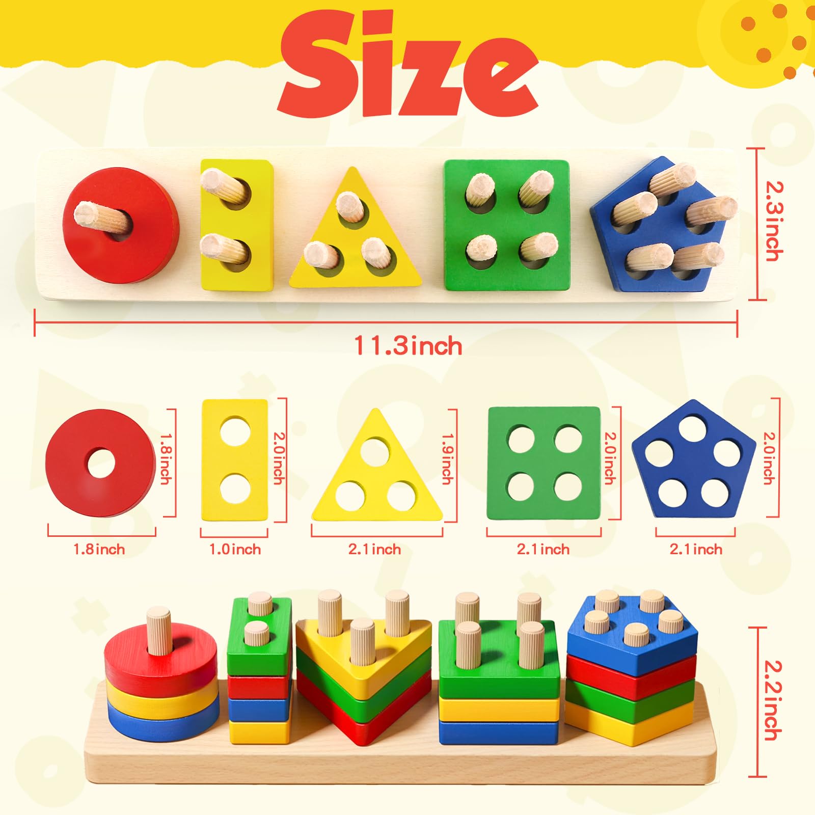 Daisiki wooden geometric shapes puzzle enhances spatial awareness and hand-eye coordination.