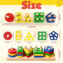 Daisiki wooden geometric shapes puzzle enhances spatial awareness and hand-eye coordination.