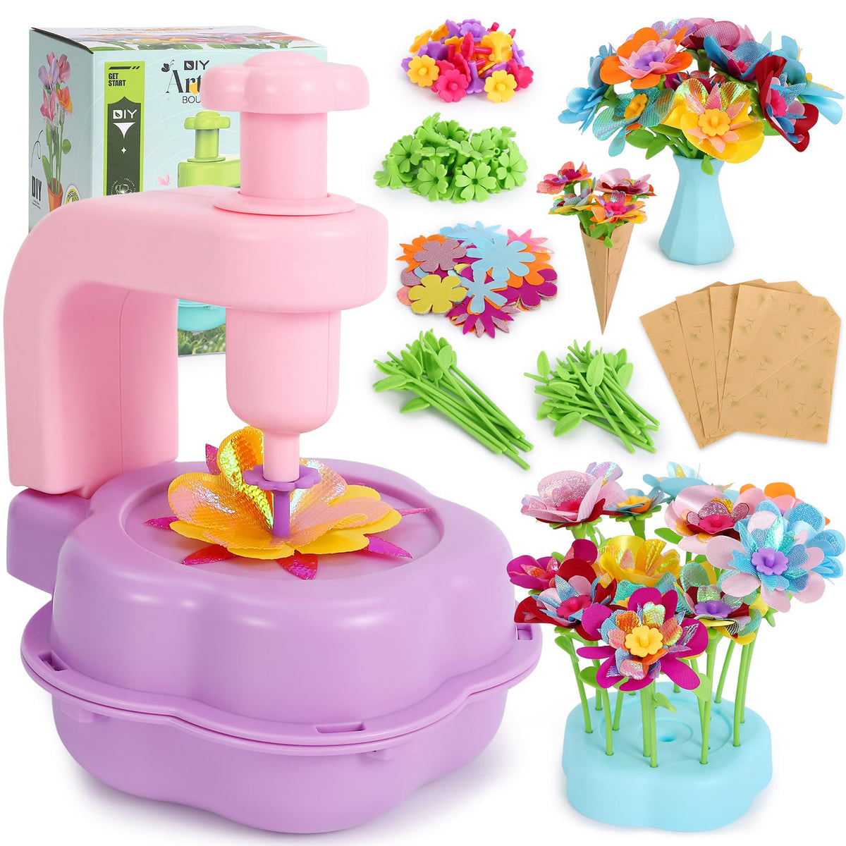 Daisred flower maker bouquet image showing easy assembly for kids