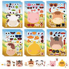 DaiUni 24-sheets farm animal face stickers for kids, perfect for decorating notebooks.