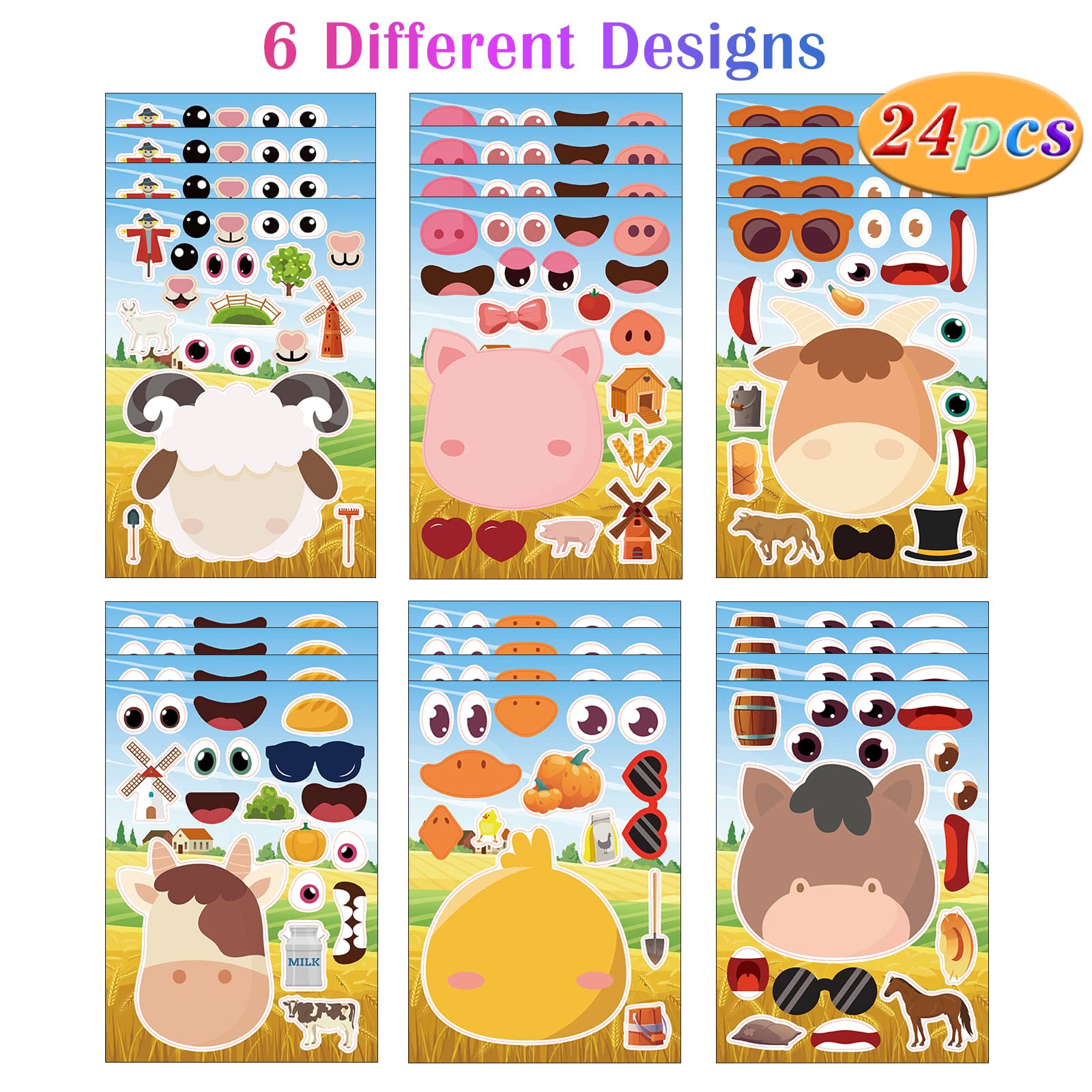 DaiUni farm animal stickers set, great for party favors and creative crafts.
