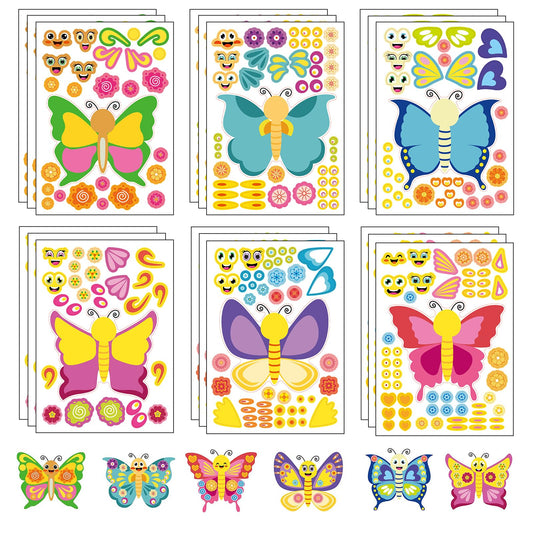 DaiUni butterfly face stickers kit 24 sheets for kids' crafts and party favors