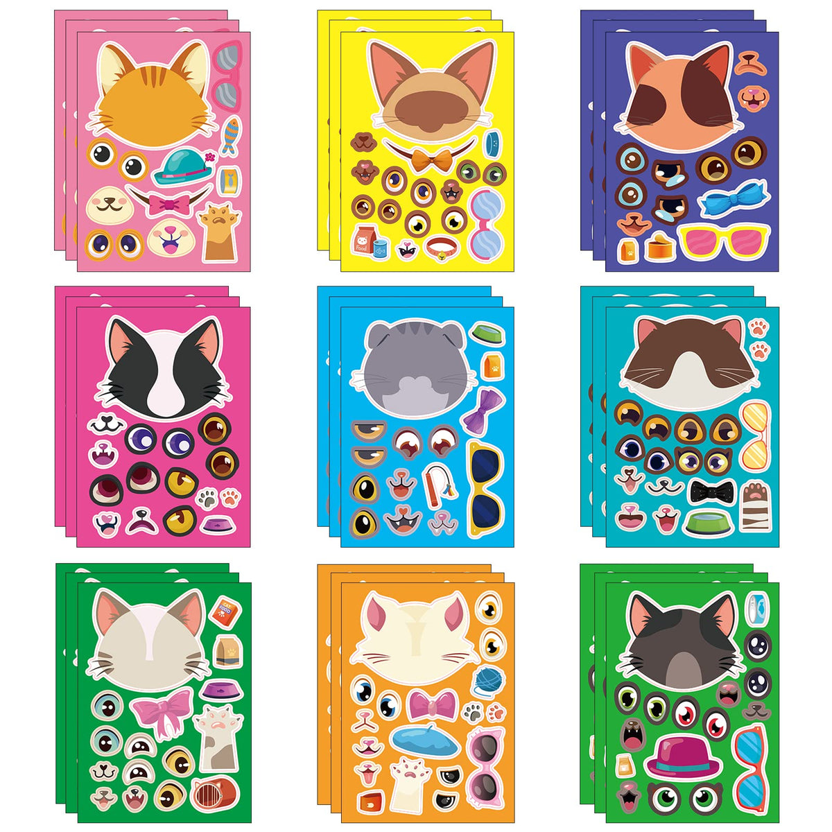 DaiUni cat face stickers 27 sheets designs for creative kids' crafts