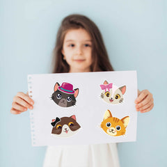 DaiUni cat face stickers feature vinyl with a protective film for bright colors
