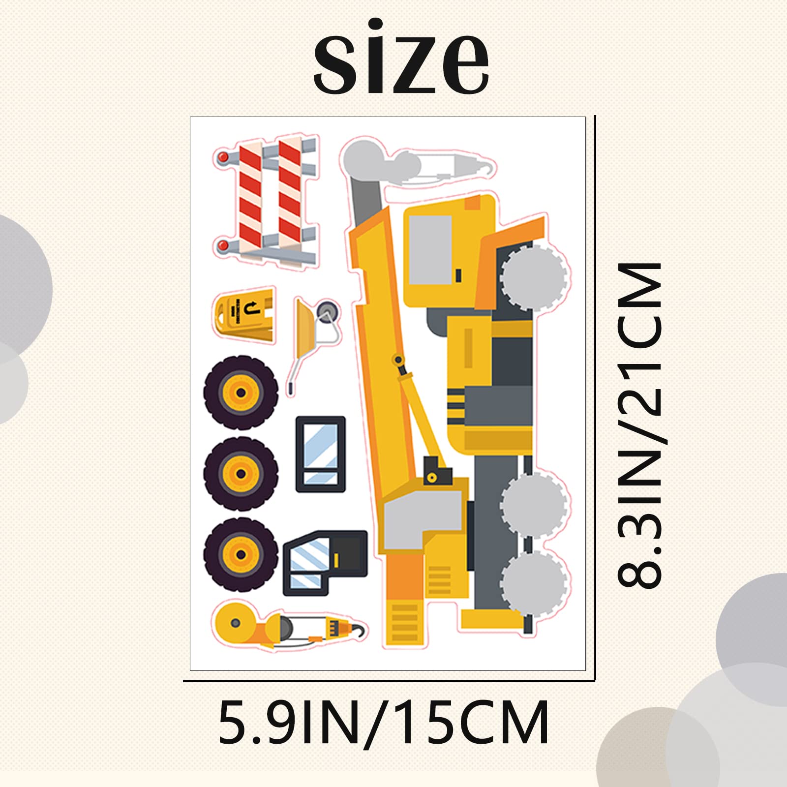 DaiUni construction face stickers design 3 featuring easy-peel vinyl for mess-free art