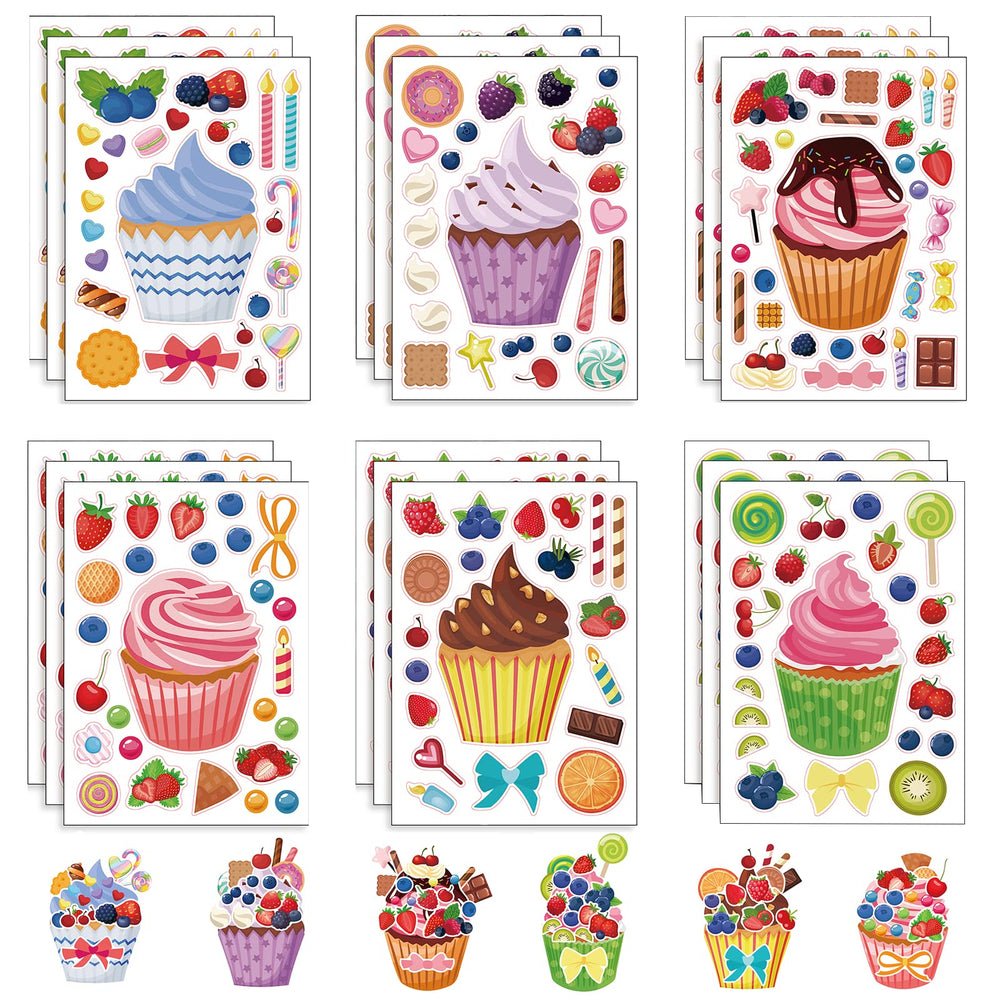 DaiUni cupcake make-a-face stickers set for colorful kids' crafts.