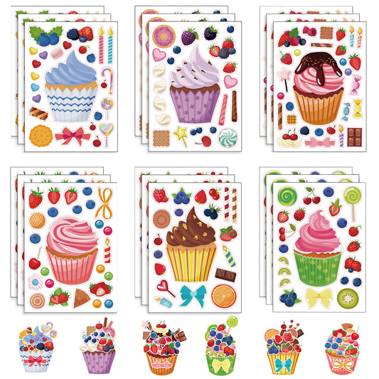 DaiUni cupcake make-a-face stickers set for colorful kids' crafts.