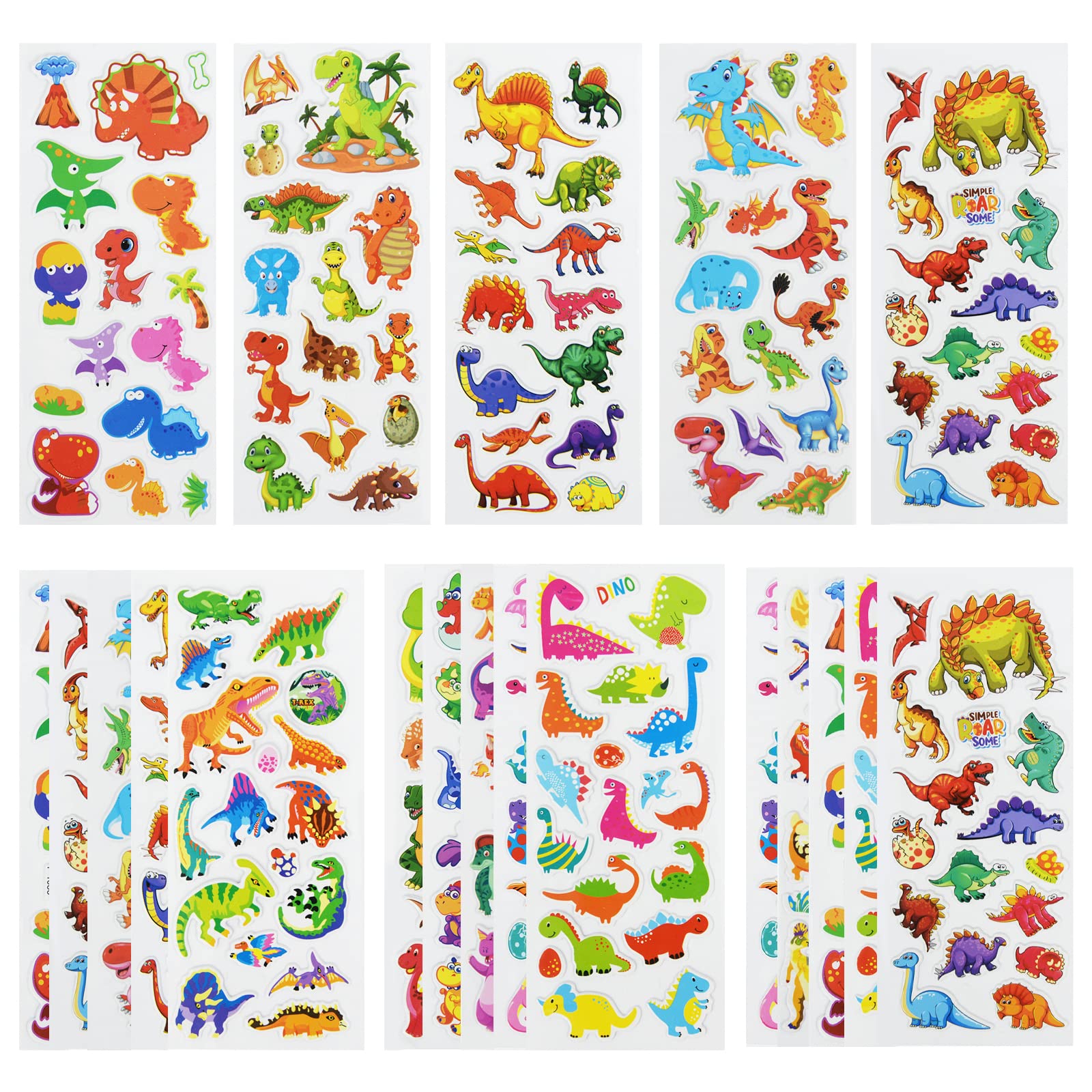 DaiUni dinosaur 3D Puffy sticker sheet for rewards and crafts